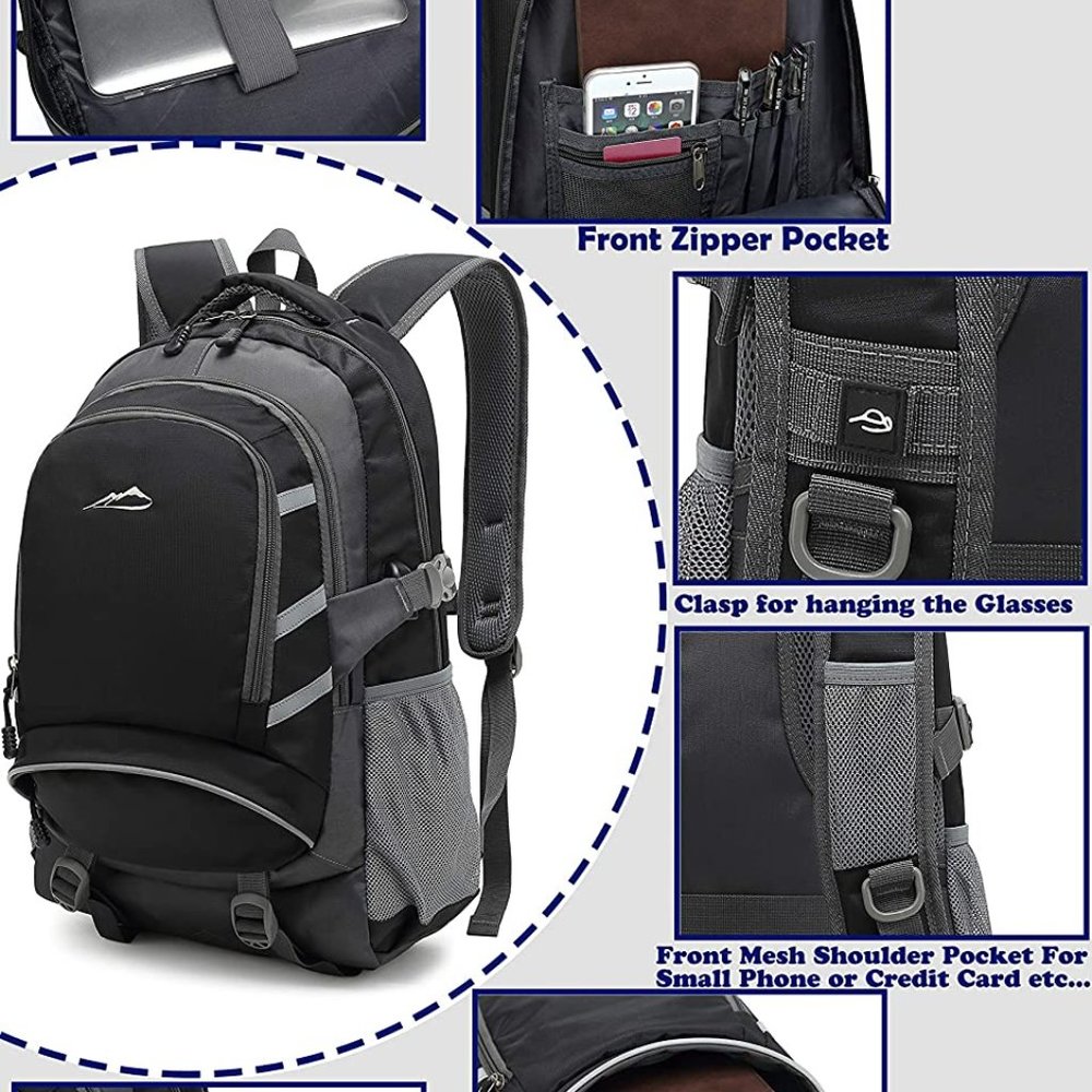 New UNISEX Backpack for School , fits Large Laptop with USB Port - Picture 7 of 12